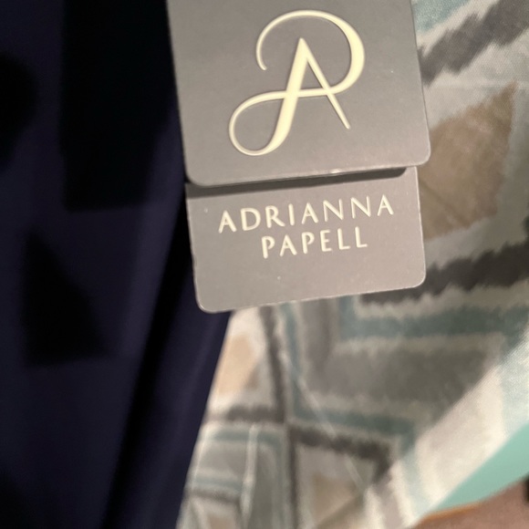 Adrianna Papell New Womans Beaded Boat Neck Gown Navy Blue Size 20 Flared Sleeve - Picture 10 of 10